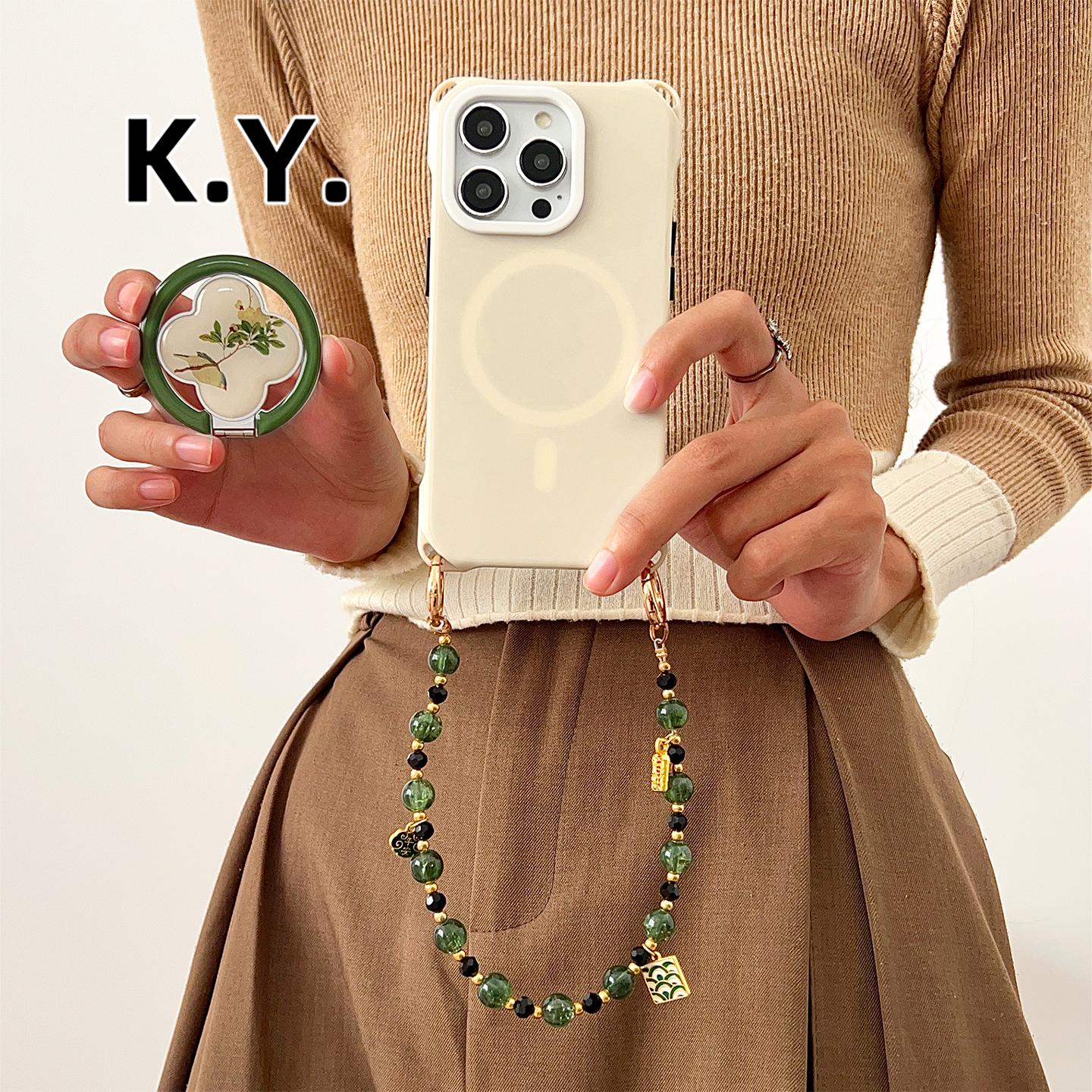 小众海棠磁吸支架苹果16PM磁吸手机壳带挂绳适用于华为mate40PRO斜挎可背iPhone17PRO防摔保护套小米14ULTRA