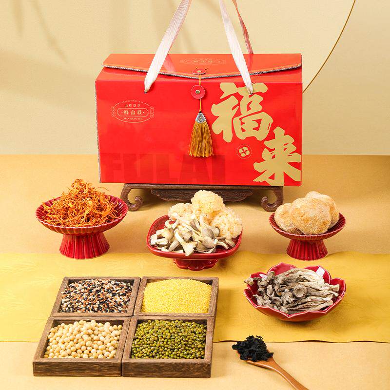 鲜山叔 （福来运转）菌菇杂粮大礼包1640g/盒