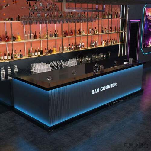赛博朋克风酒吧吧台酒馆吧台桌餐饮店工业台球厅收银台前台接待台