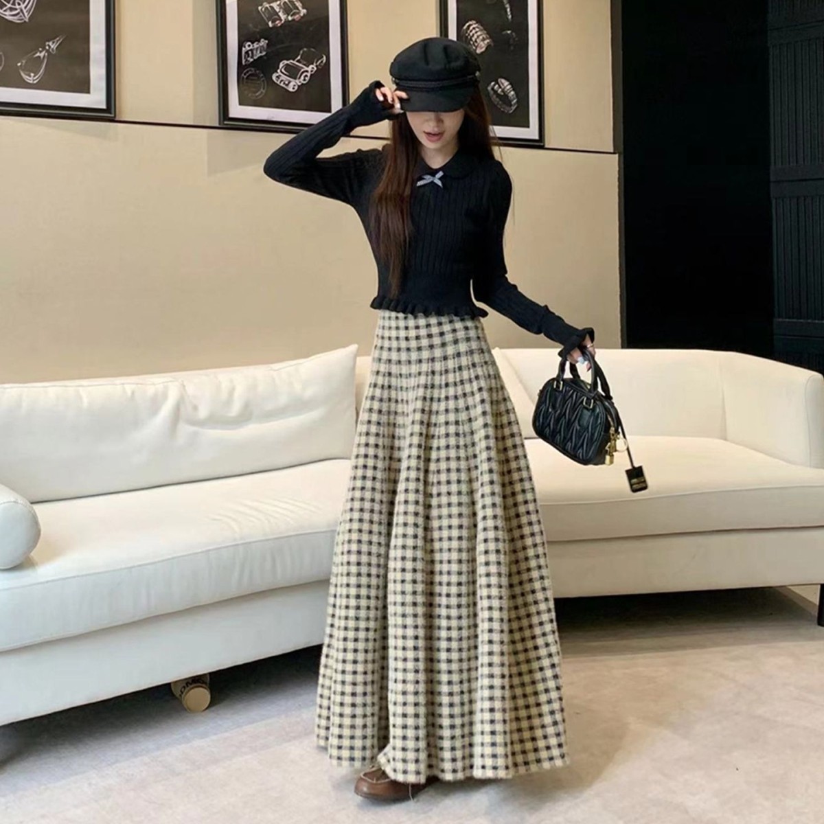 韩系超好看毛呢格子半身裙子女秋冬季2025年新款高腰显瘦a字长裙,女装/女士精品,半身裙,淘宝优惠券,粉丝福利购,淘宝优惠卷