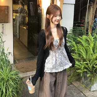 吊带 早春一整套高级感黑色开衫 2025年新款 女韩系氛围巨好看