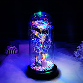 生日礼物送女友炫彩玫瑰花玻璃灯罩发光摆件求婚道具情人节送老婆