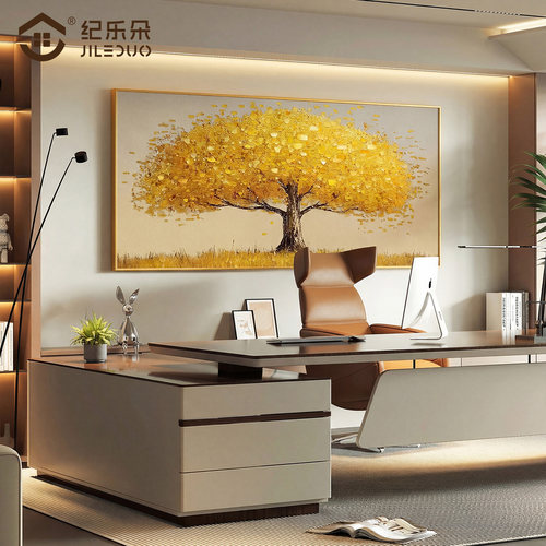 发财树办公室挂画高端大气聚财金树装饰画2026新款老板茶室横幅画