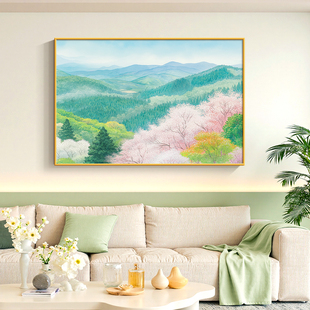 野地美树子樱花风景沙发背景墙装饰画 画原木风小众艺术墙画 画客