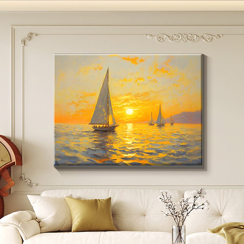 横版客厅餐厅简约餐厅画