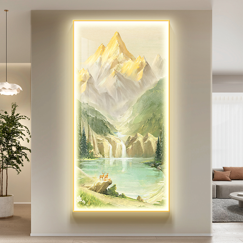 日照金山led灯玄关装饰画