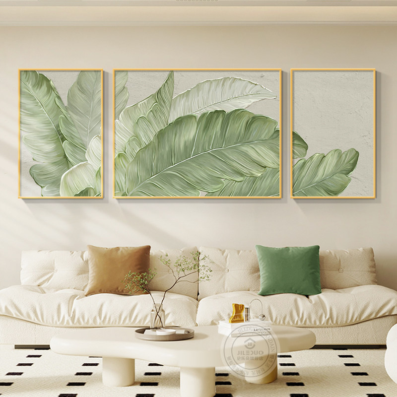 家大业大客厅沙发背景墙装饰画现代简约奶油风三联挂画肌理感油画,家居饰品,现代装饰画,淘宝优惠券,粉丝福利购,淘宝优惠卷