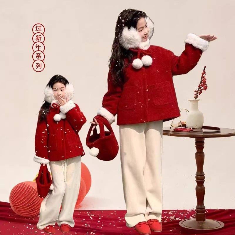 女童过年红色外套2026新款女孩大童本命年毛呢大衣儿童加厚上衣冬,童装/婴儿装/亲子装,呢大衣,淘宝优惠券,粉丝福利购,淘宝优惠卷