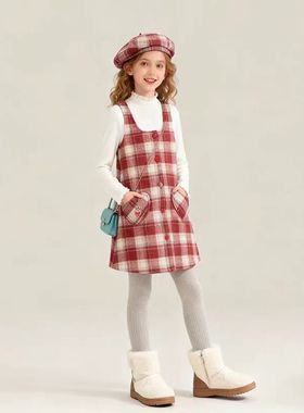 女童连衣裙2025新款背心裙超好看儿童洋气小公主冬装裙子毛呢年服