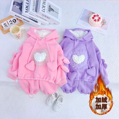 女童卫衣套装加绒2025新款秋冬装