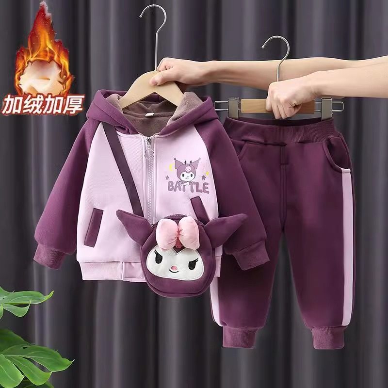 女童冬季加绒套装2024新款中小童洋气库洛米卡通卫衣加厚冬装件套,童装/婴儿装/亲子装,套装,淘宝优惠券,粉丝福利购,淘宝优惠卷