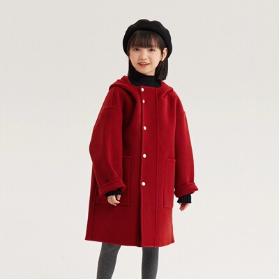 女童双面羊绒大衣2026秋冬新款