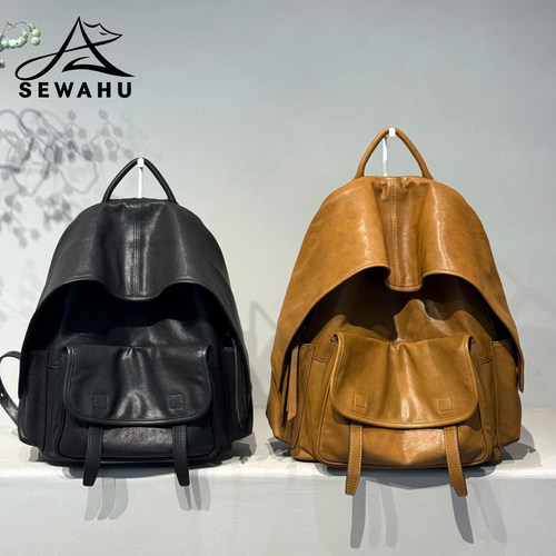 SEWAHU秋冬新款大容量软皮双肩包