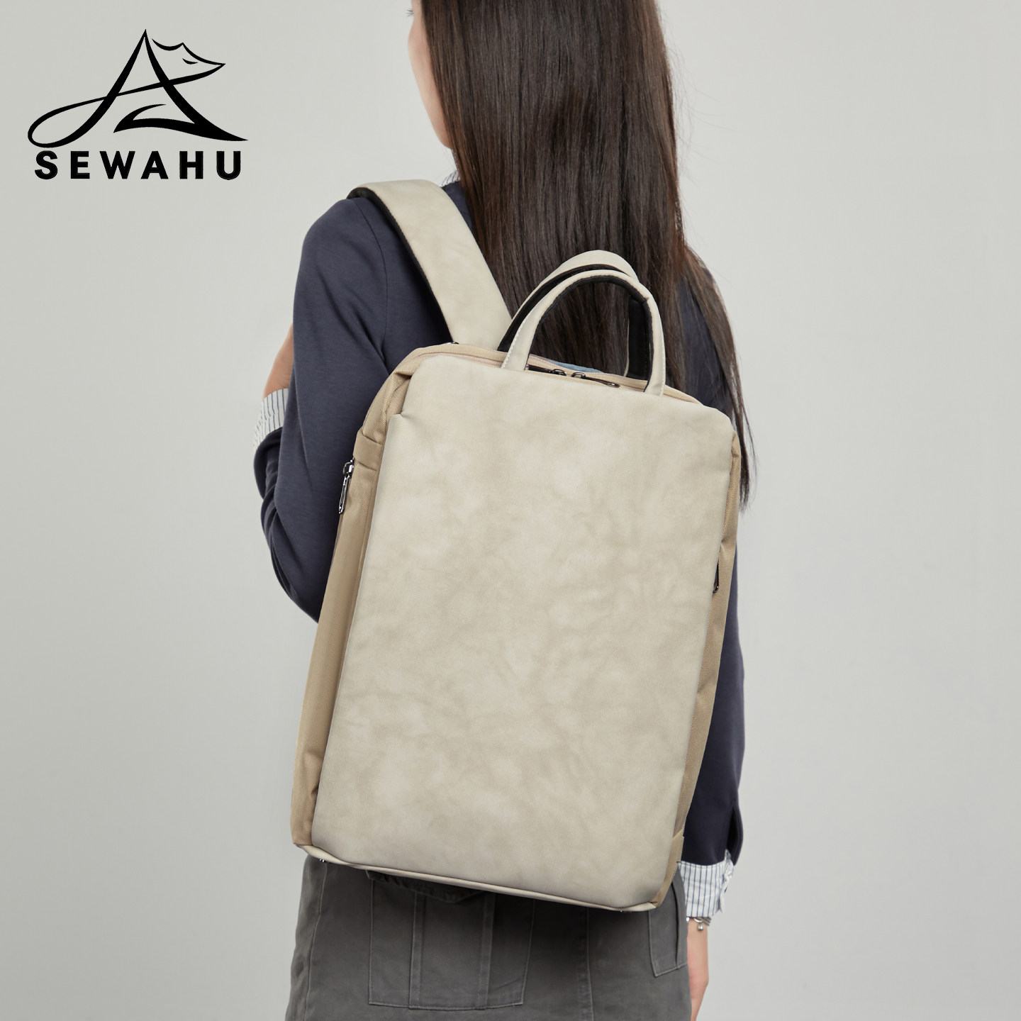 休闲双肩包女2025新款大容量上班通勤电脑背包高级感小众百搭书包