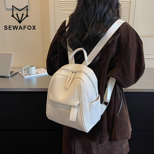 SEWAFOX软皮双肩包百搭轻便女包