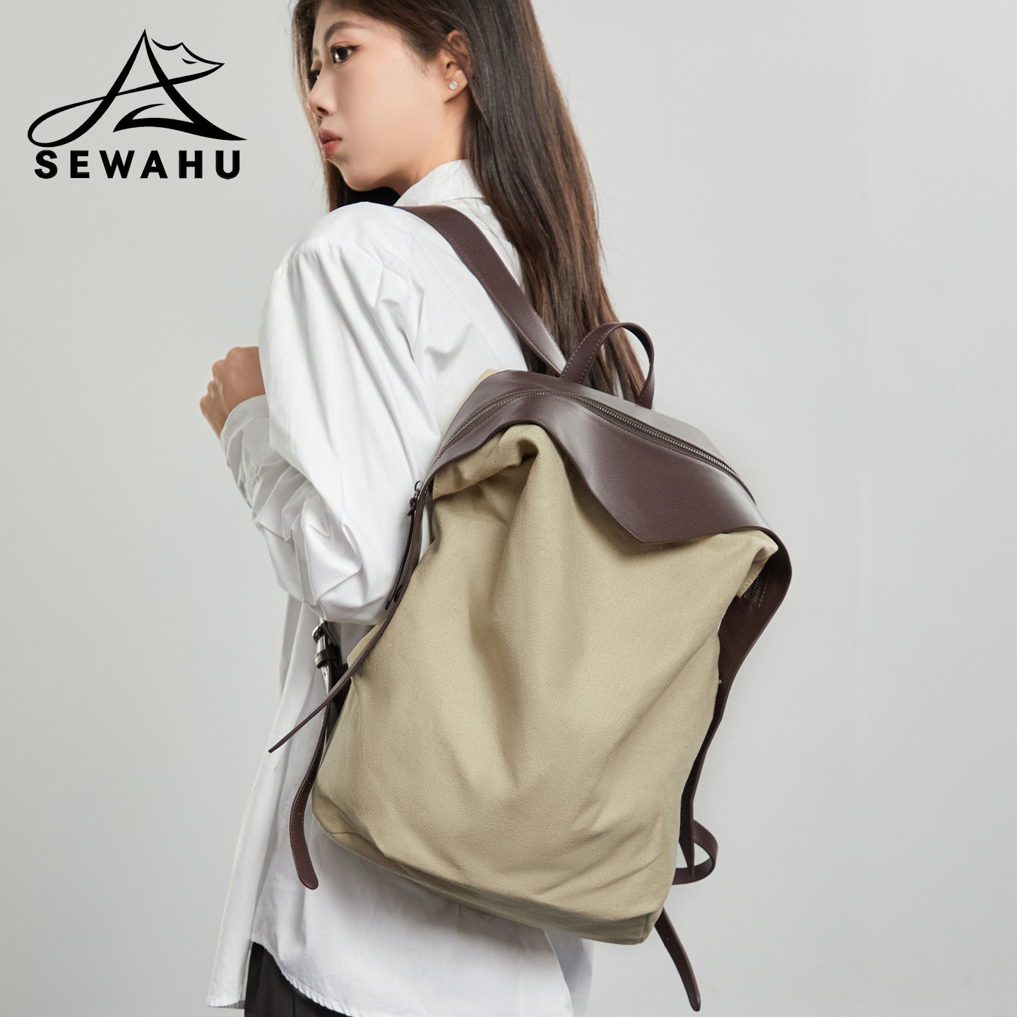 休闲双肩包女2025新款大容量通勤电脑背包高级感小众学生旅游书包,箱包皮具/热销女包/男包,双肩背包,淘宝优惠券,粉丝福利购,淘宝优惠卷