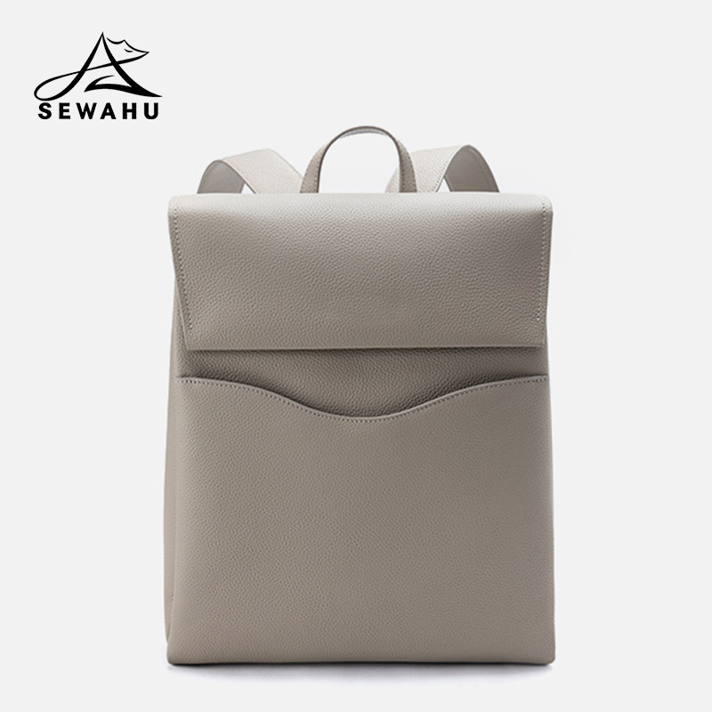 上班通勤电脑双肩包女2025新款高级感小众百搭不撞款防水皮质背包