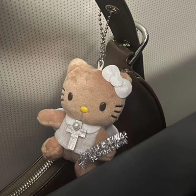 中古豹纹凯蒂猫毛绒包挂件