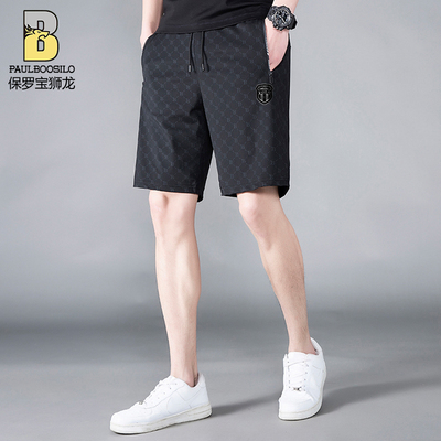 保罗夏季男士冰丝运动短裤大裤衩
