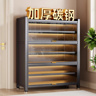 加厚防尘鞋柜家用门口玄关柜大容量阳台储物柜多功能铁艺多层鞋架