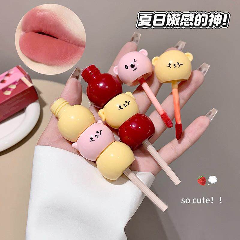 糖葫芦绒熊奶霜唇泥柔雾哑光嘟嘟唇可爱学生素颜平价口红唇釉