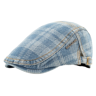 牛仔贝雷帽浅顶鸭舌帽女小头围前进帽夏季薄款水洗做旧儿童亲子帽