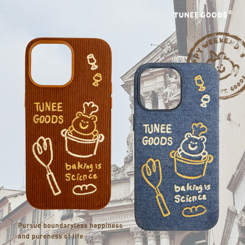 TUNEE GOODS刺绣手机壳 适用iPhone17原创插画时尚可爱 牛仔手机壳 灯芯绒手机壳 高级精致时髦