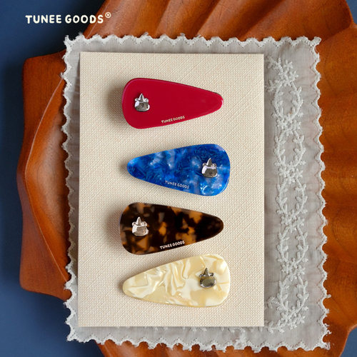 TUNEE GOODS 三角发夹边夹 原创可爱美式复古醋酸发夹 小熊发夹