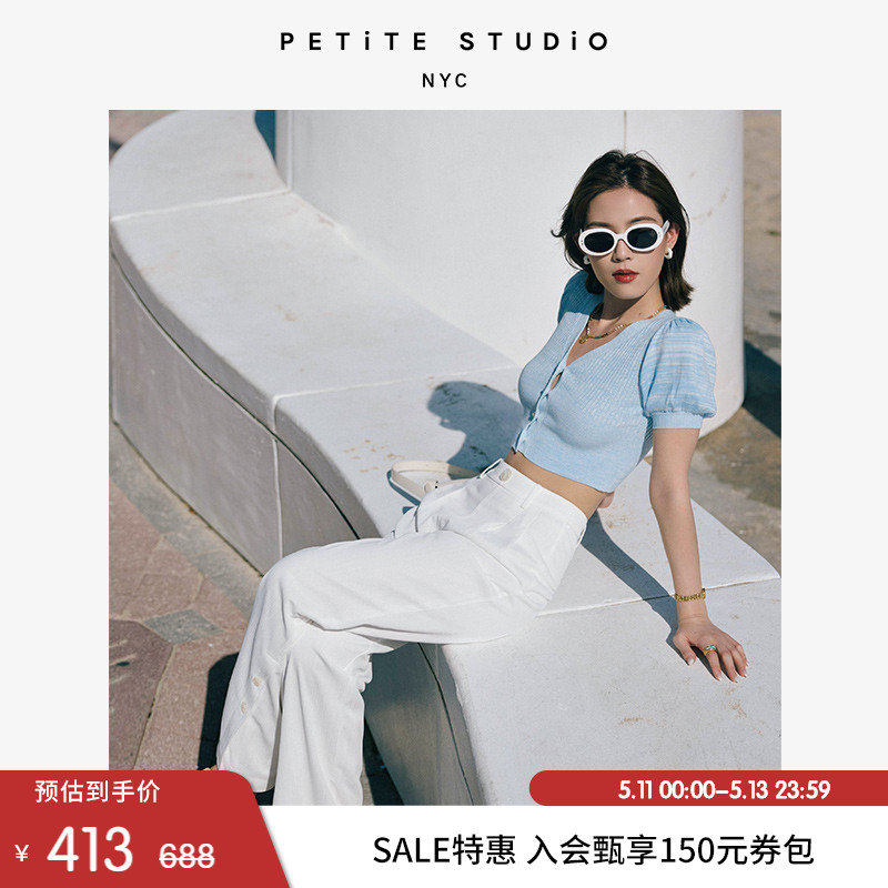 PetiteStudio针织上衣泡泡袖