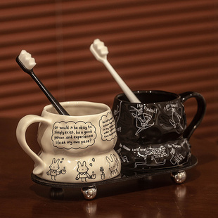 高颜值漱口杯情侣家用陶瓷刷牙杯子ins牙具牙刷杯牙缸洗漱杯套装