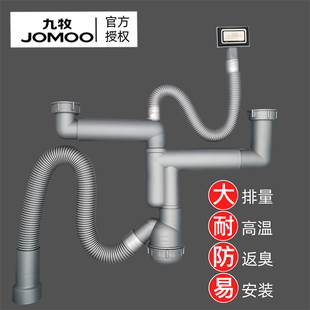 九牧原装 水槽下水管配件厨房洗碗洗菜池排水管下水器通用1.5寸2寸