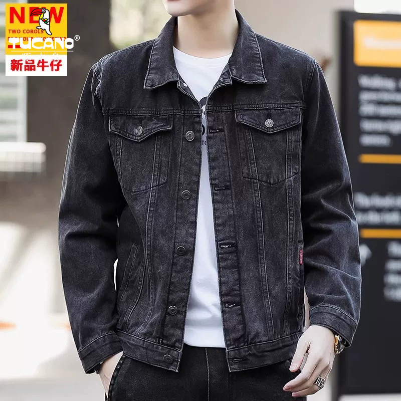 啄木鸟2026秋季新款牛仔外套男士宽松多口袋工装夹克韩版休闲上衣