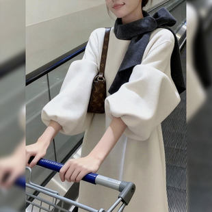 气质白色连衣裙温柔风减龄高级感中长款时尚长袖女装2025冬季新款