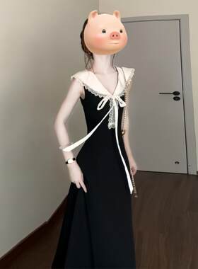 夏季法式赫本黑色显瘦连衣裙