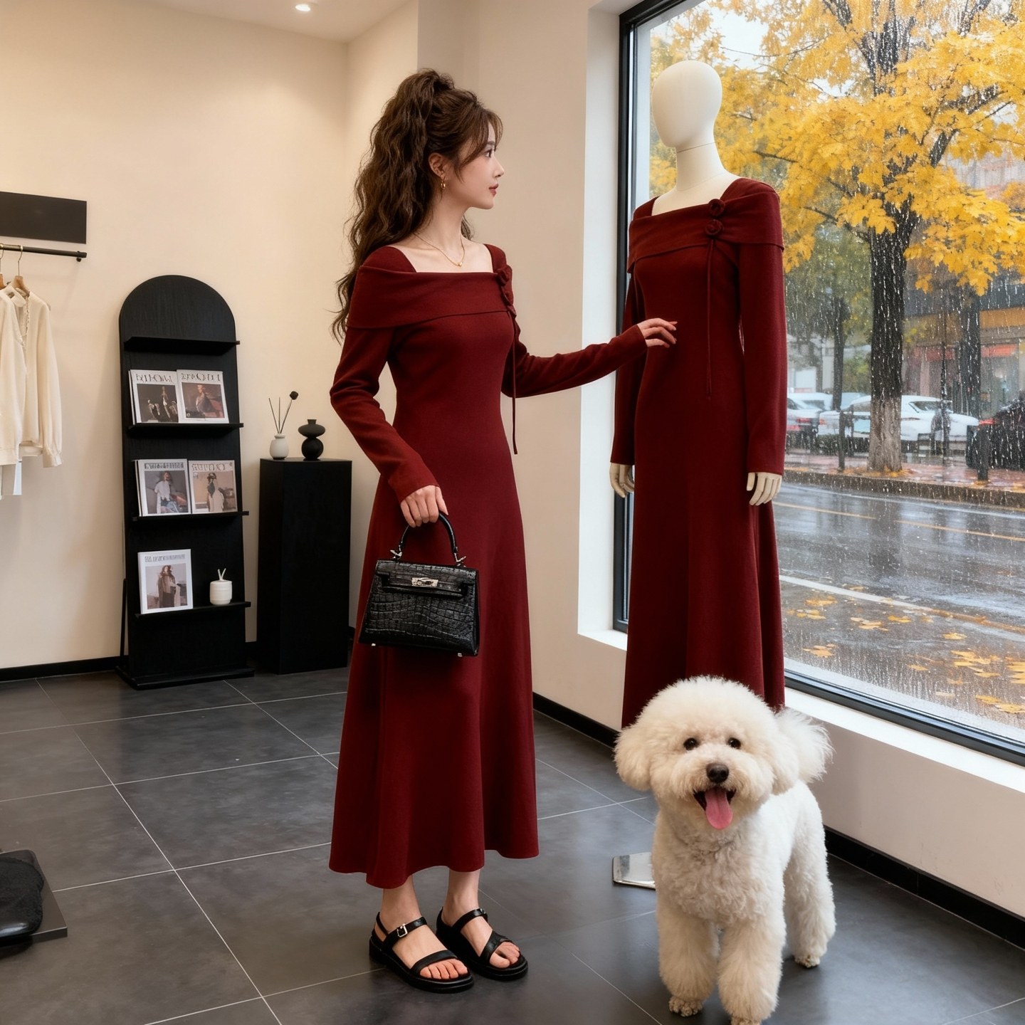 法式减龄花朵长袖打底针织连衣裙女秋装新款高级感纯欲修身长裙子,女装/女士精品,大码连衣裙,淘宝优惠券,粉丝福利购,淘宝优惠卷