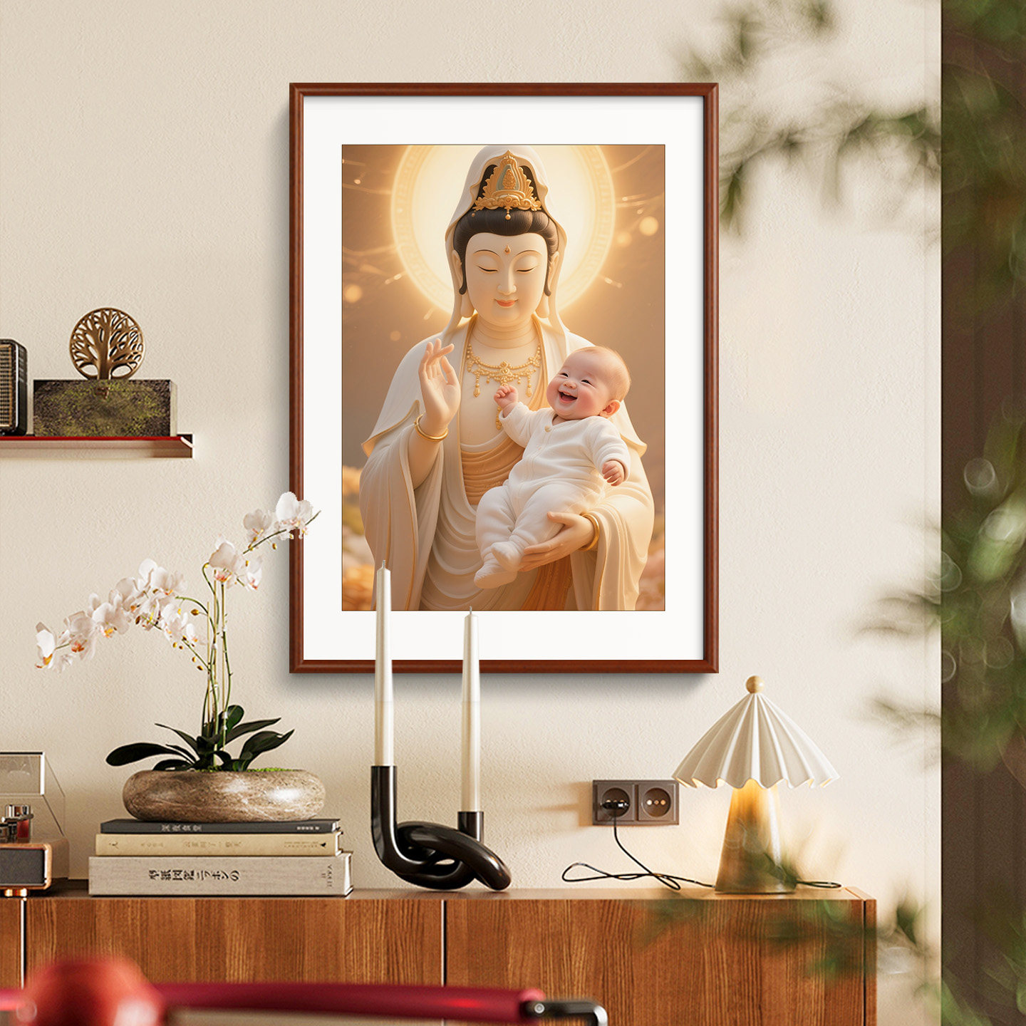 送子观音画像挂画观音赐福求子备孕观世音菩萨佛像客厅卧室装饰画,家居饰品,国画,淘宝优惠券,粉丝福利购,淘宝优惠卷