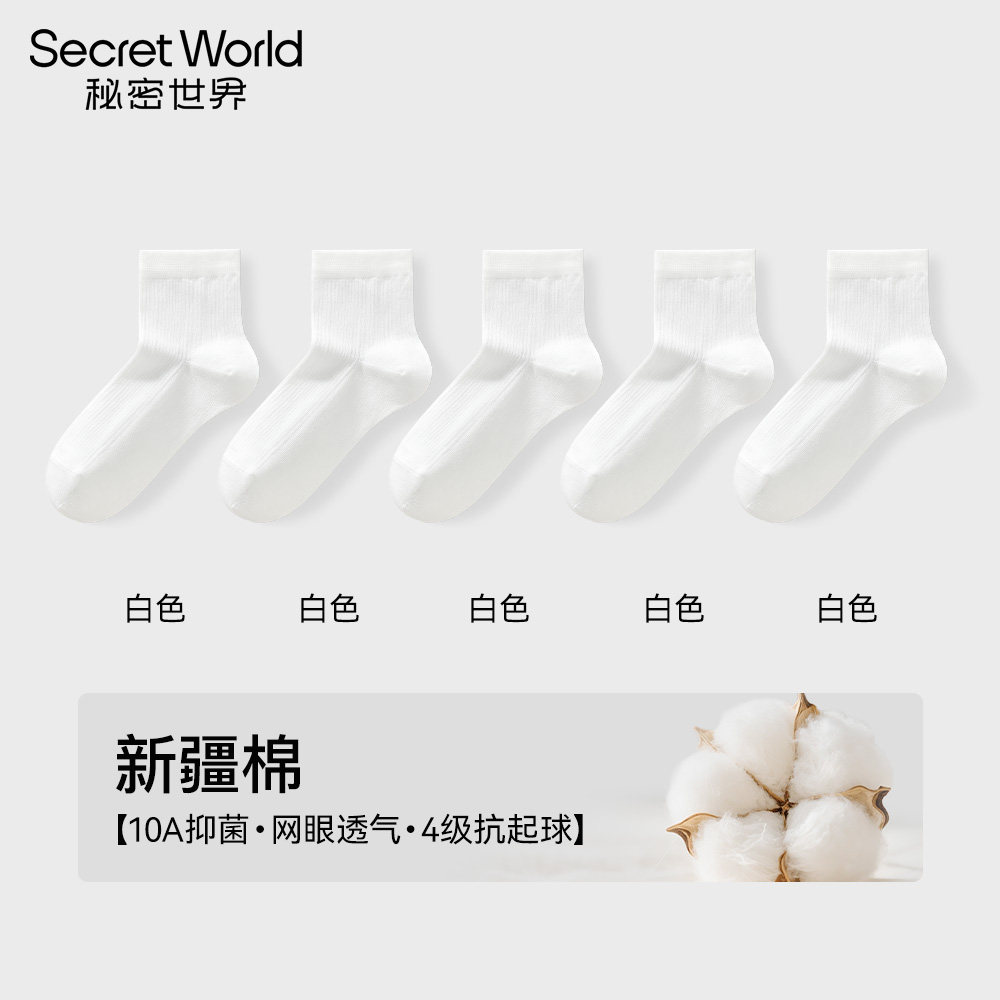 袜子女款短袜棉袜春夏薄款网眼透气防臭抗菌无骨抗起球白色芭蕾风