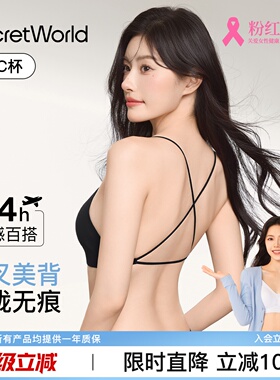 Secret World交叉美背内衣女夏薄款小胸聚拢无痕显瘦细肩带文胸罩