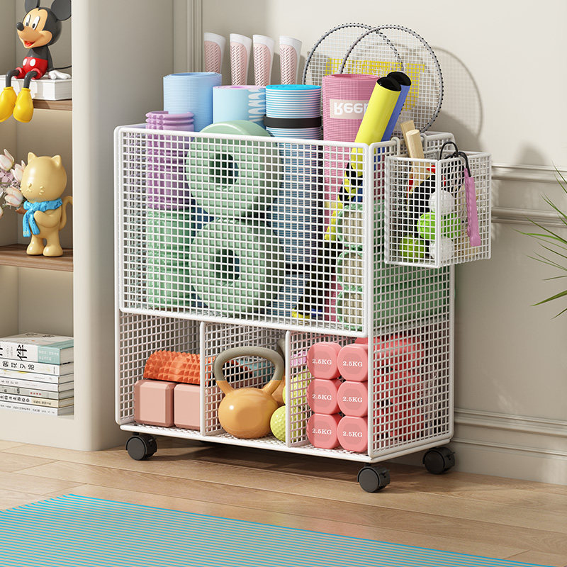 瑜珈垫收纳筐家用健身运动器材收纳层架可移动运动工具整理置物架