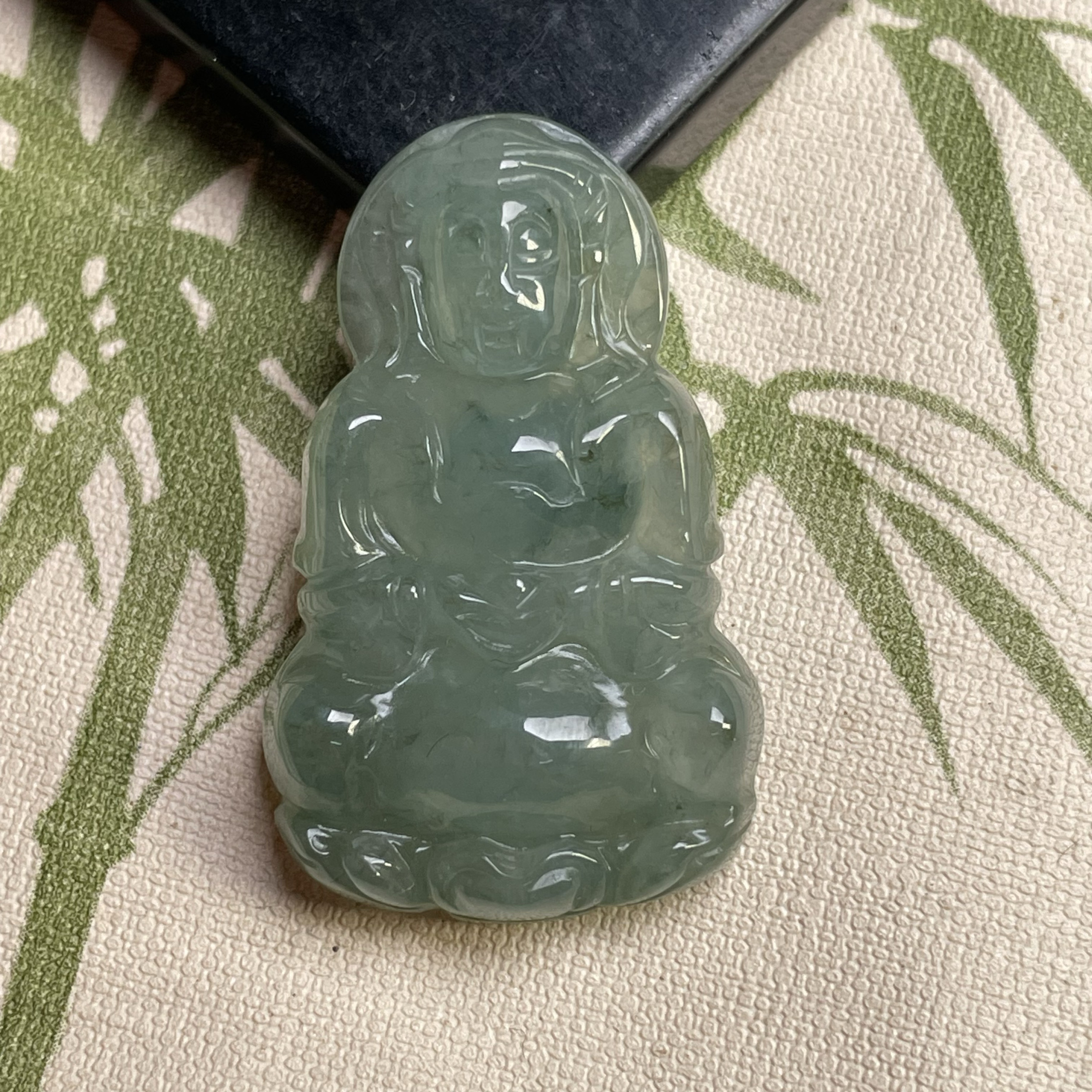 钰松斋原矿翡翠源头直发A货翡翠冰糯种晴绿素衣观音吊坠翡翠观音