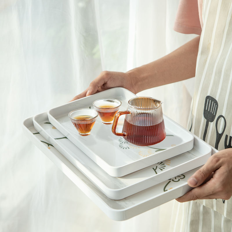 托盘长方形茶盘密胺水杯
