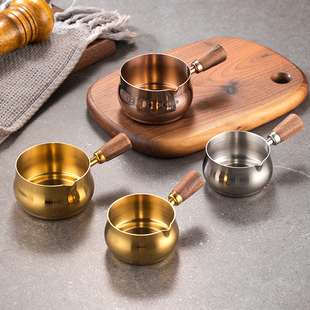 304不锈钢酱料杯西餐酱汁盅牛扒调料杯木柄把手番茄沙拉蘸酱碟子