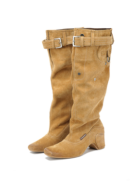 27QUAI GROSMOTT猎装系列-高筒堆堆猎装长靴姜黄时装靴子2024冬季