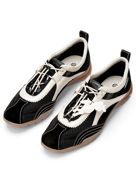 27QUAI GROSMOTT Nxde黑色网面透气抽绳运动鞋复古德训鞋2025新款