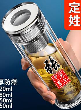 新款水晶玻璃杯加厚高颜值办公防爆防烫专用水杯玻璃双层加厚