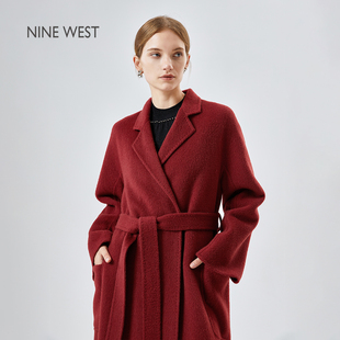 长款 玖熙毛呢大衣女2025新款 翻领系带收腰老钱风外套 West Nine