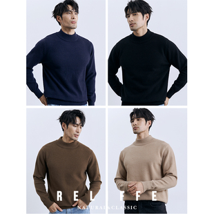 BI备高端毛衫 套头圆领打底衫 半高领保暖针织衫 厚款 毛衣 男士 冬季