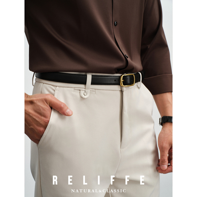 瑞莱夫男士复古头层牛皮针扣皮带