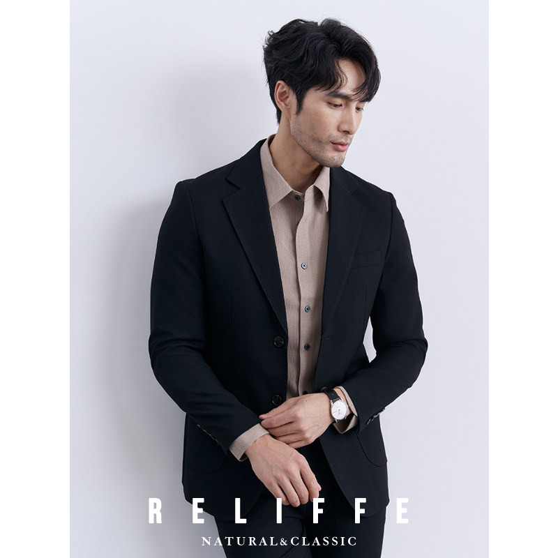 英伦绅士通勤 平驳领商务西装套装男士休闲百搭婚礼西服单西外套