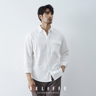 简约韩版 休闲小众设计感轻熟复古日系蓝色衬衣 高级感男士 全棉衬衫